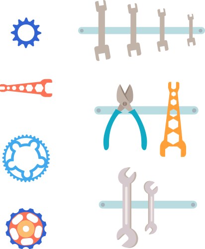 Bicycle part tools composition vector image