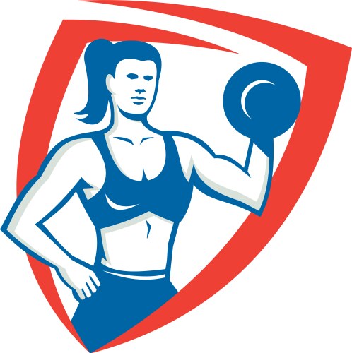 Female Fitness Trainer Lifting Dumbbell Vector Image