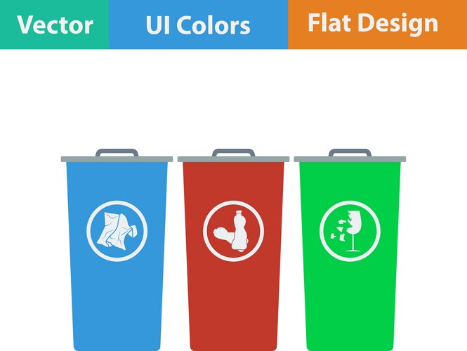Garbage containers with separated trash icon vector image