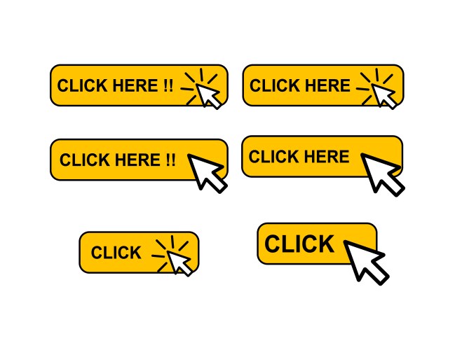 Set of click here web button internet flat vektorbild