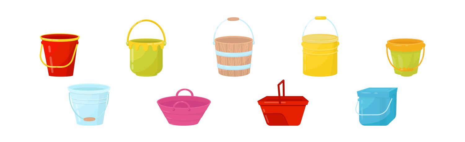 Different buckets and useful in household Vector Image