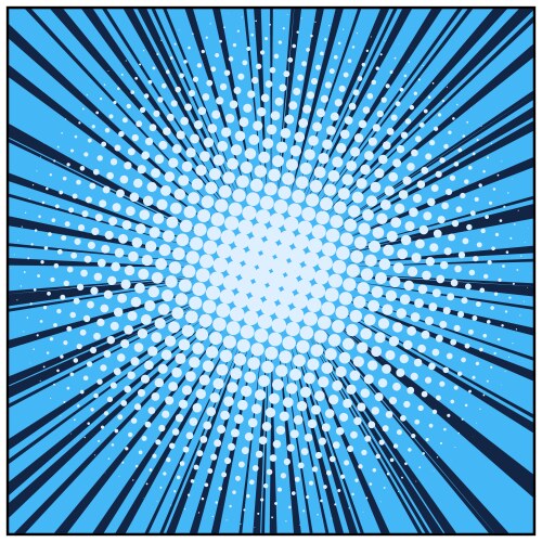 blue pop art retro background with exploding rays vector image