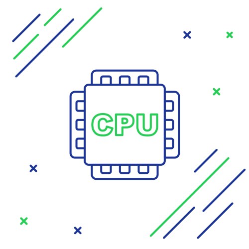 Line computer processor with microcircuits cpu vector image