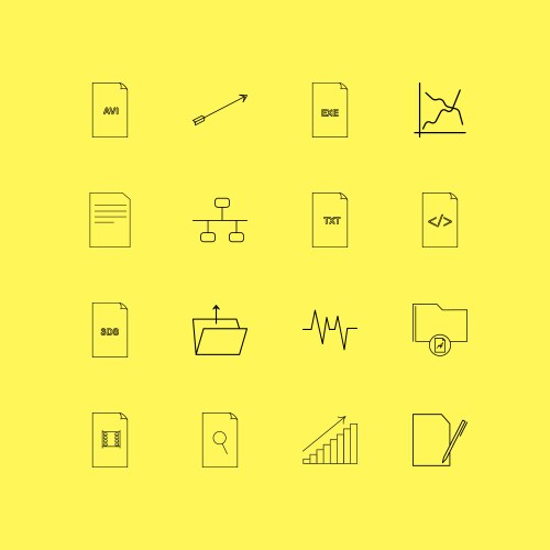 Files and folders linear icon set simple outline vector image