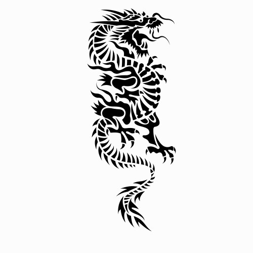 Chinese dragon black white Royalty Free Vector Image