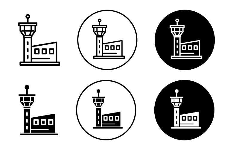 Flight control tower icon collection of outline Vector Image