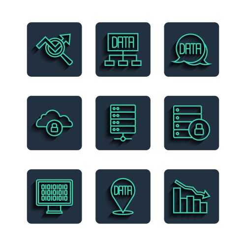 Set line binary code data analysis financial vector image