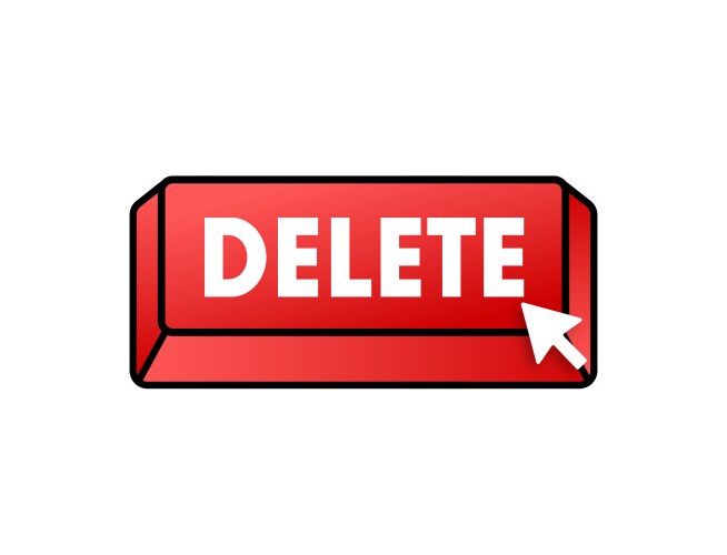 Delete button and cursor clicks trash can vector image