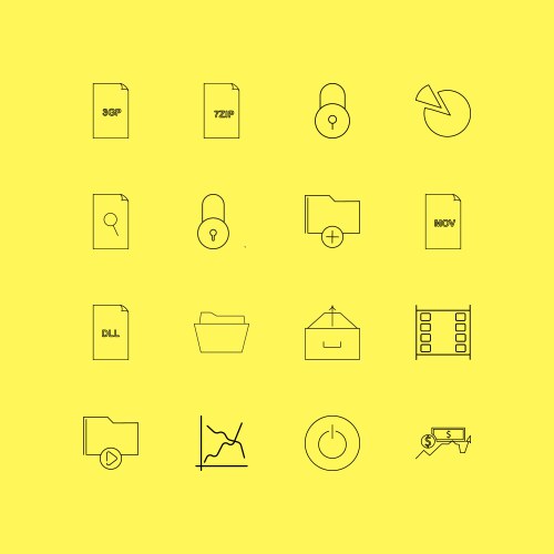 Files and folders linear icon set simple outline vector image