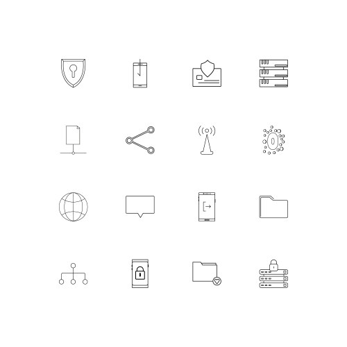 Network and database linear thin icons set vektorbild