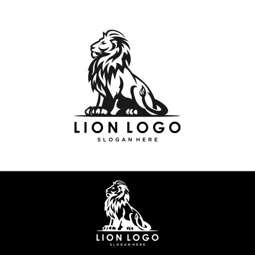 Lion logo holding an ax Royalty Free Vector Image