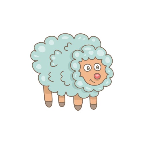 Cute white little sheep cartoon Royalty Free Vector Image