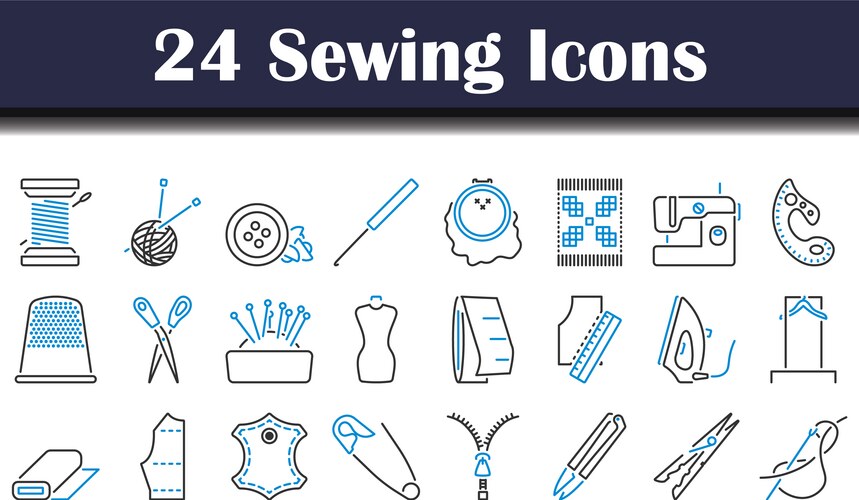 Sewing and knitting tools doodle icon set Vector Image