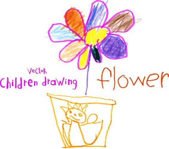 Children's Flower Drawing Vector Image