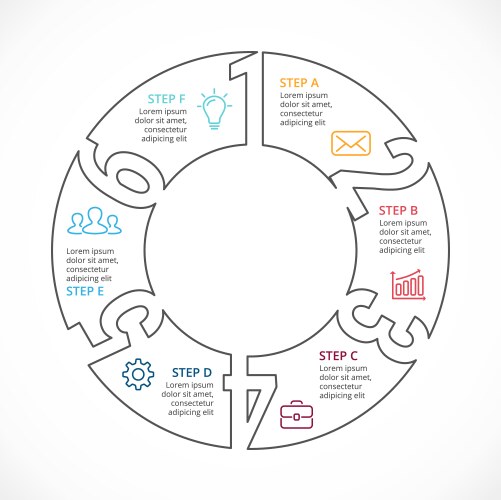Diagram infographic for 6 steps circle puzzle Vector Image