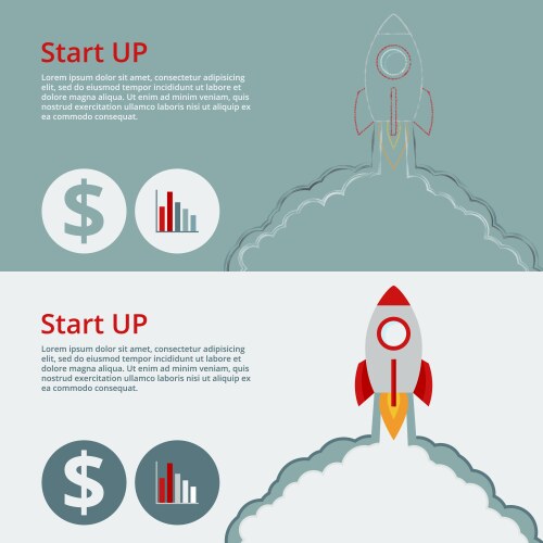 Startup Rocket Launch Concept Royalty Free Vector Image