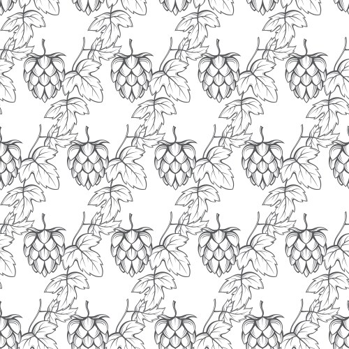 Hop Pattern Vector Malt and cone hop seamless pattern Royalty Free Vector Image