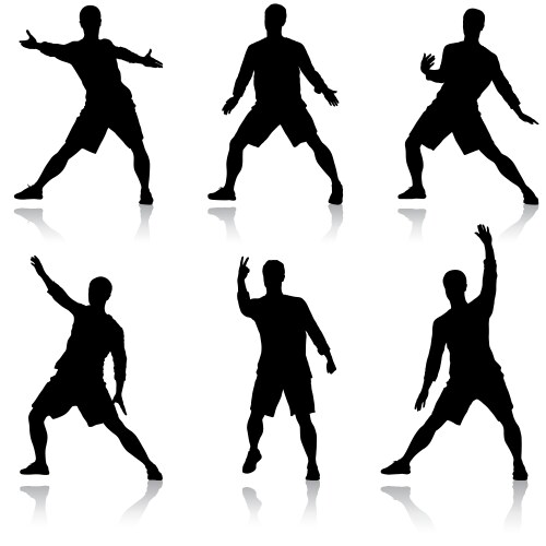 Silhouetted Man with Raised Arm Vector Image