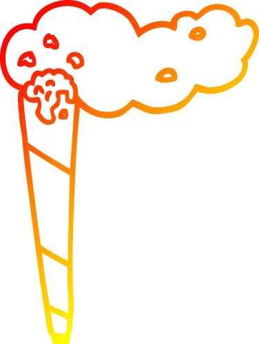 Warm gradient line drawing cartoon marijuana joint Vector Image