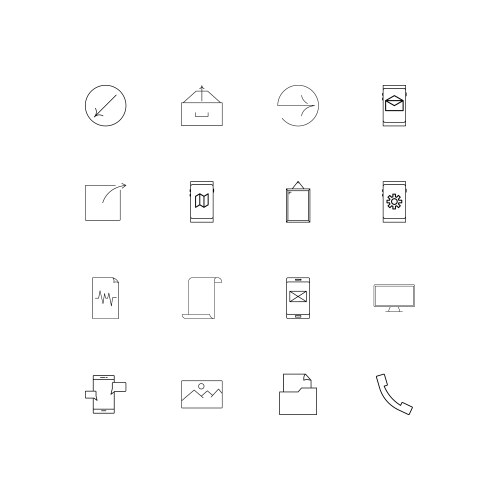 Network and database linear thin icons set vector image
