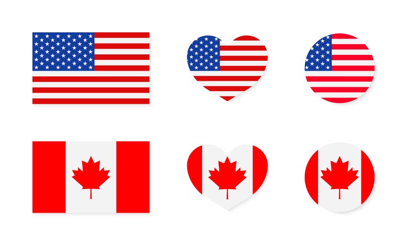 Canada and USA Flags - Friendship Vector Image