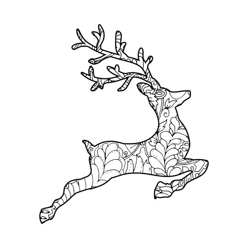 Jumping Deer Silhouette with Ornament Vector Image