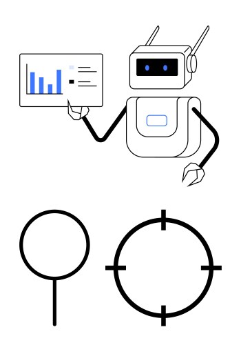 Robot presenting data on screen with graph vector image