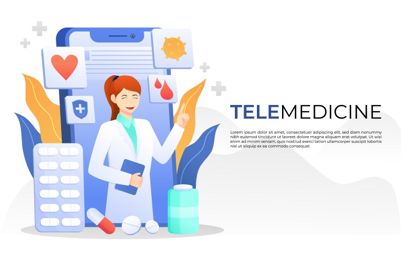 telemedicine smartphone with doctor and copy vector image