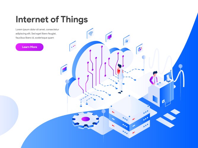 Internet of things 2 isometric banners Royalty Free Vector