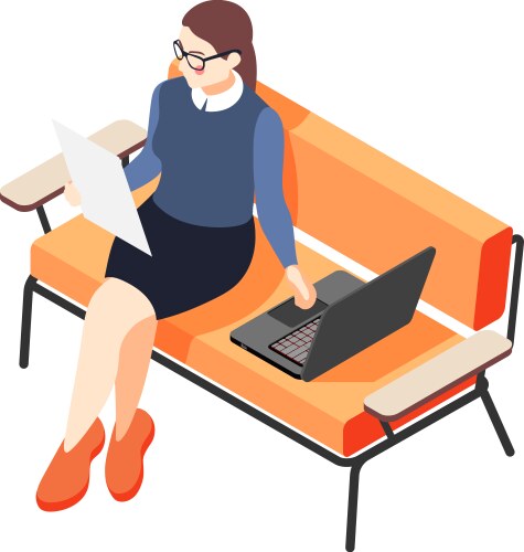 isometric businesswoman icon vector image