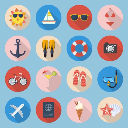 Summer beach flat icon Royalty Free Vector Image