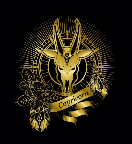Capricorn Zodiac Emblem Vector Image