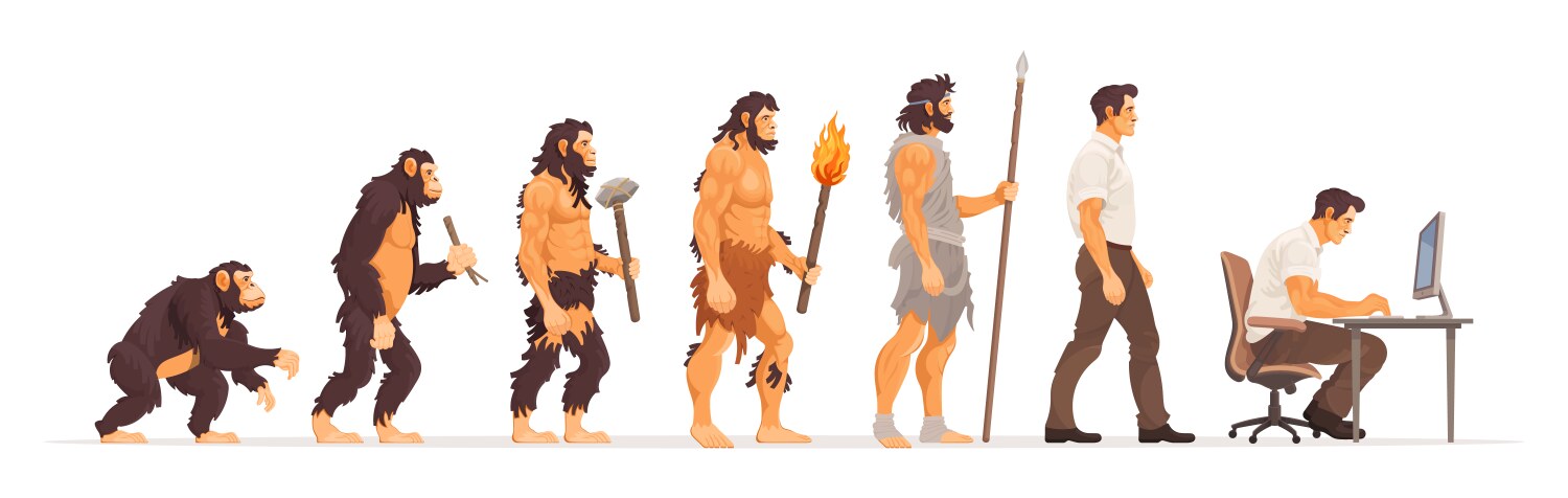 human evolution from monkey to businessman and com vector image