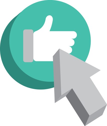 Speech bubble with hand like and pointer vector image