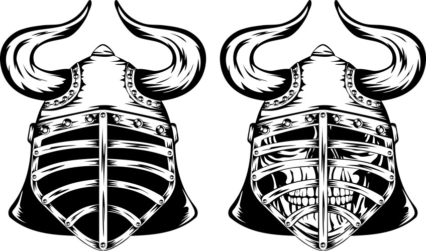 Horned Skull Warrior Helmet Vector Image