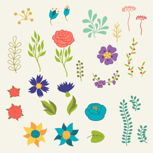 Retro Floral Elements Vector Image