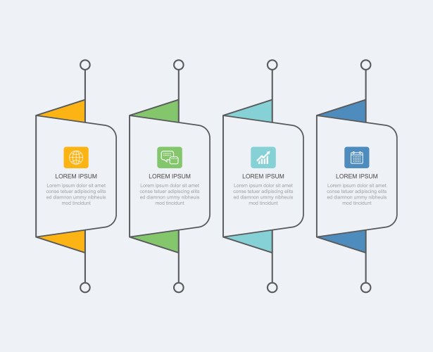 4 data infographics tab paper thin line index vector image