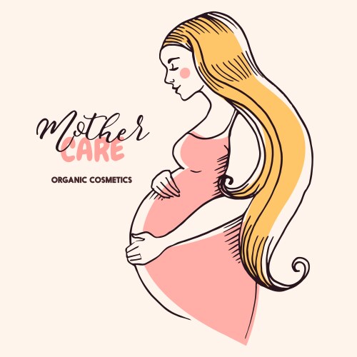 Hand drawn sketch beautiful pregnant profile Vector Image