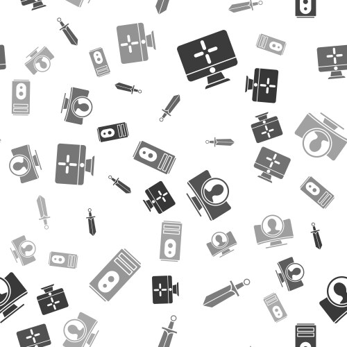 Set computer monitor sword for game create vector image