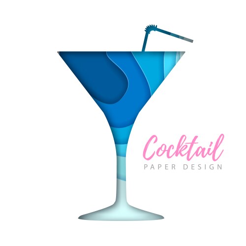 Cocktail cosmopolitan silhouette cut out paper vector image