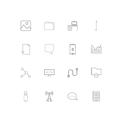 Network and database linear thin icons set vector image