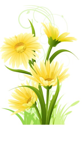 Spring background with daisies and fresh green Vector Image