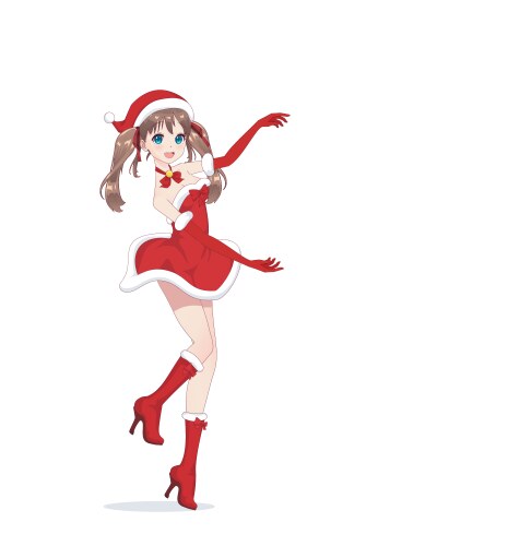 Anime manga girl dressed in santa claus costume Vector Image