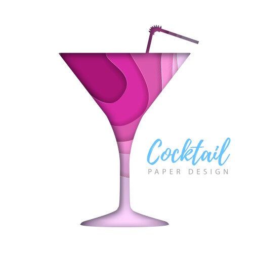 Cocktail cosmopolitan silhouette cut out paper vector image