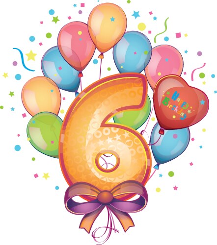 Happy birthday six years Royalty Free Vector Image
