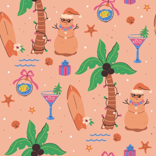 Beach Party Seamless Pattern Vector Image