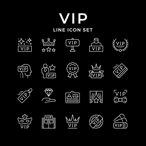 Set line icons vip vector image