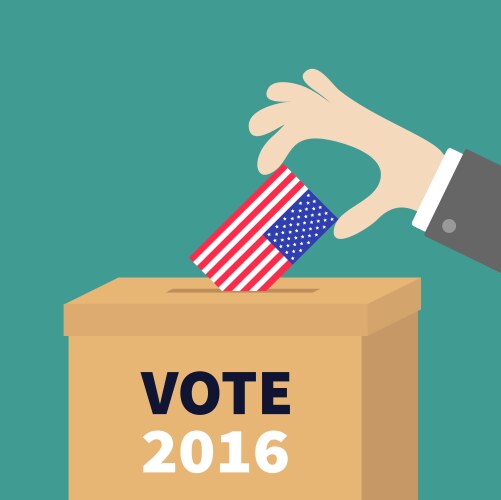 Ballot voting box businessman holding american Vector Image