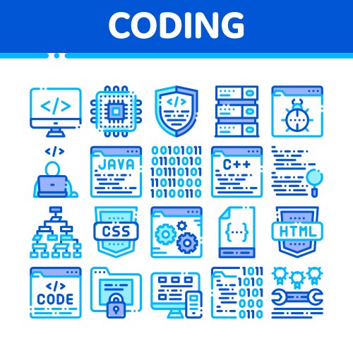 Binary Coding Icons Set vector image