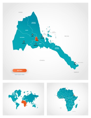 Editable template map eritrea with marks vector image